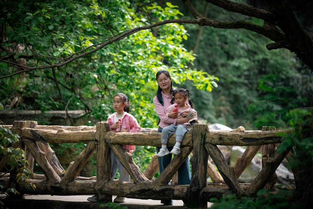 family walking in nature