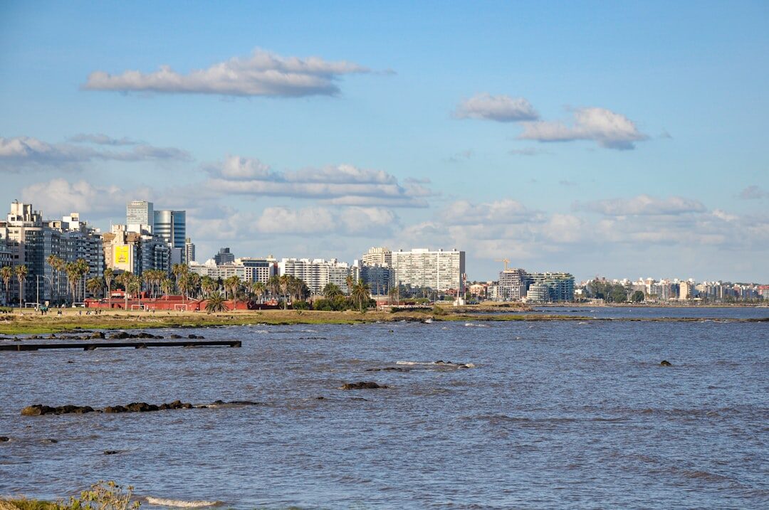 Skyline of Montevideo Uruguay at sunset